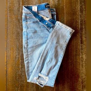 Hardly worn distressed high rise skinny express jeans size #6